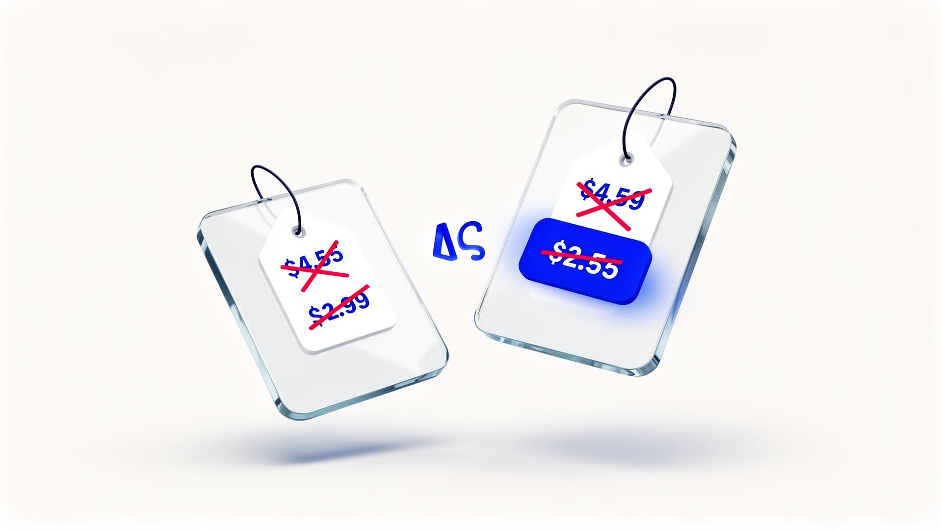 Negotiated price tags floating over a clean background